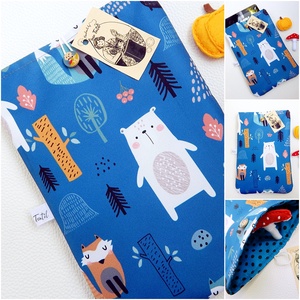  Könyvtok, tablettok, kék, macis, vízhatlan, Táska & Tok, Ebook & Tablet tok, Patchwork, foltvarrás, Varrás, MESKA