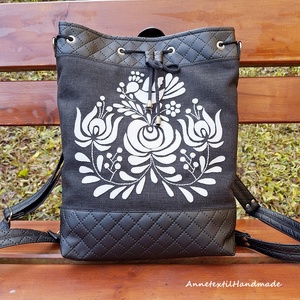 Matyó madaras többfunkciós hátizsák/oldaltáska  - táska & tok - hátizsák - hátizsák - Meska.hu