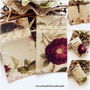 Rózsa mintás, vintage pamut textil bélelt papírzsebkendőtartó szettben annetextil - Meska.hu