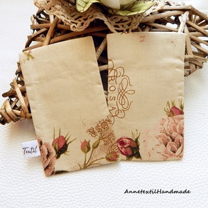 Rózsa mintás, vintage pamut textil bélelt papírzsebkendőtartó szettben annetextil - táska & tok - pénztárca & más tok - zsebkendőtartó tok - Meska.hu