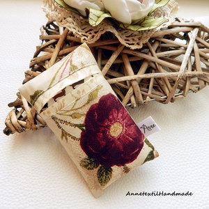 Rózsa mintás, vintage pamut textil bélelt papírzsebkendőtartó szettben annetextil - táska & tok - pénztárca & más tok - zsebkendőtartó tok - Meska.hu