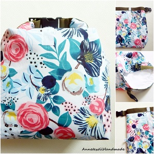 Uzsonnás táska romantikus virágmintás, csatos, vízhatlan béléssel - Tuck-Bag - Meska.hu