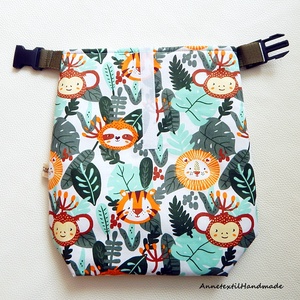 Uzsonnás táska dzsungel mintás, csatos, vízhatlan béléssel - Tuck-Bag - táska & tok - uzsonna- & ebéd tartó - ebéd tasak, doboz - Meska.hu