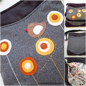 Gömbvirágos, madaras midi cross bag  - Meska.hu