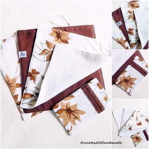 Mosható törlőkendő és zsebkendő tartó szett barna, virágos - otthon & életmód - konyhafelszerelés, tálalás - konyhai textil - konyharuha & törlőkendő - Meska.hu