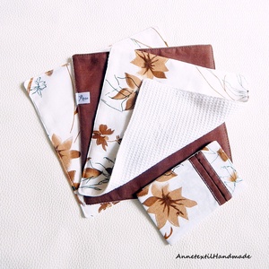 Mosható törlőkendő és zsebkendő tartó szett barna, virágos, Otthon & Életmód, Konyhafelszerelés, tálalás, Konyhai textil, Konyharuha & Törlőkendő, Varrás, MESKA