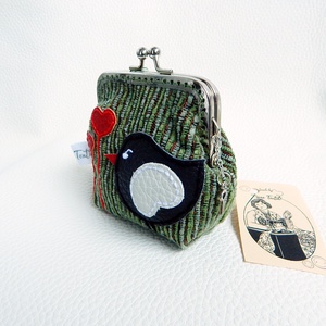 Valentin madárka - keretes pénztárca, csatos tárca - táska & tok - pénztárca & más tok - aprópénztartó - Meska.hu