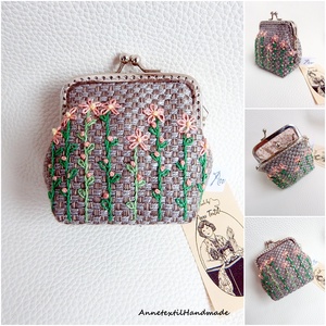 Rózsaszín nefelejcsek - keretes pénztárca, csatos tárca - táska & tok - pénztárca & más tok - aprópénztartó - Meska.hu