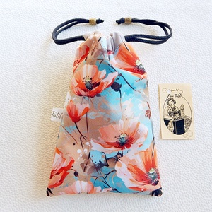 Ajándék zsák, pipacsos mintás, bélelt, prémium textil - otthon & életmód - papír, írószer - ajándékozás kellékei - ajándékzsák, csomagolás - Meska.hu