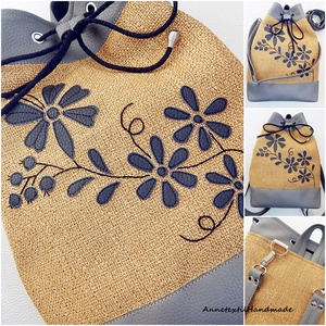 Kalocsai virágos többfunkciós női kézműves hátizsák - táska & tok - hátizsák - hátizsák - Meska.hu