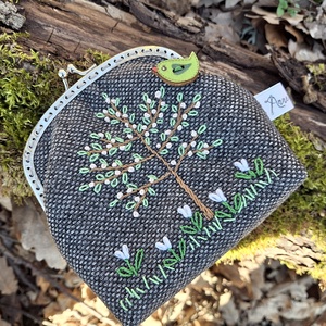 Cseresznye fa, virágos, madaras, tavaszi keretes pénztárca, csatos tárca  - táska & tok - pénztárca & más tok - pénztárca - női pénztárca - Meska.hu