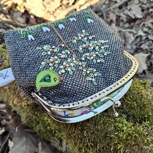 Cseresznye fa, virágos, madaras, tavaszi keretes pénztárca, csatos tárca  - táska & tok - pénztárca & más tok - pénztárca - női pénztárca - Meska.hu