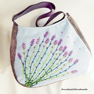 Kézzel hímzett levendulás egyedi BigBag válltáska - Meska.hu