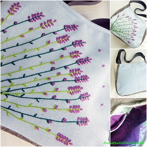 Kézzel hímzett levendulás egyedi BigBag válltáska - táska & tok - kézitáska & válltáska - nagy pakolós táska - Meska.hu