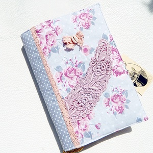 Vintage romantika - kézműves pamutvászon könyvborító  - Meska.hu