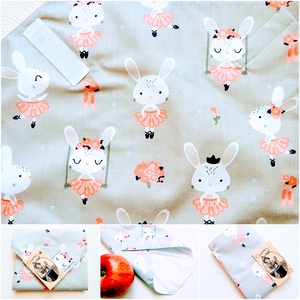 Újraszalvéta balerina nyuszis mintás vízhatlan csomagoló - táska & tok - uzsonna- & ebéd tartó - szendvics csomagoló - Meska.hu