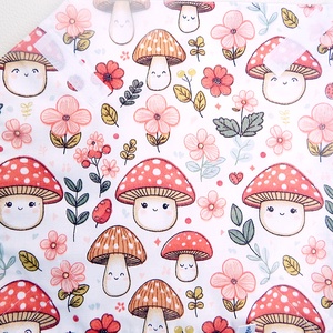 Ökoszalvéta és Újraszalvéta mosolygós gombák mintás, a stílusos megoldás - táska & tok - uzsonna- & ebéd tartó - szendvics csomagoló - Meska.hu