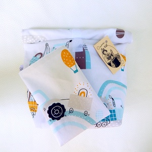 Vízhatlan Roll-up uzsonnás zsák és szalvéta szettben - munkagépek mintás , Táska & Tok, Uzsonna- & Ebéd tartó, Ebéd tasak, doboz, Varrás, Patchwork, foltvarrás, MESKA