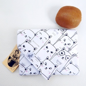 Ökoszalvéta és Újraszalvéta cicák fekete-fehérben mintás, a stílusos megoldás - táska & tok - uzsonna- & ebéd tartó - szendvics csomagoló - Meska.hu