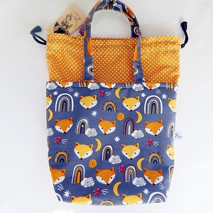2 részes Kids Bag Szett � Vízhatlan uzsonnás táska és nasi zsák (Rókás/Szivárványos/Pöttyös) - táska & tok - uzsonna- & ebéd tartó - ebéd tasak, doboz - Meska.hu
