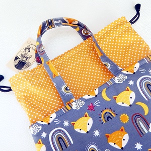 2 részes Kids Bag Szett � Vízhatlan uzsonnás táska és nasi zsák (Rókás/Szivárványos/Pöttyös) - táska & tok - uzsonna- & ebéd tartó - ebéd tasak, doboz - Meska.hu
