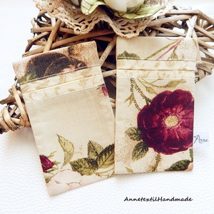 Rózsa mintás, vintage pamut textil bélelt papírzsebkendőtartó szettben annetextil - Meska.hu