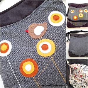 Gömbvirágos, madaras midi cross bag  - táska & tok - kézitáska & válltáska - vállon átvethető táska - Meska.hu