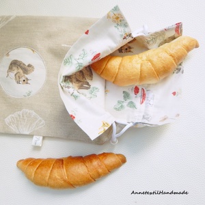 Kétoldalas pékáru zsák Erdei állatos és vadvirágos dizájn 21x40 cm - Meska.hu