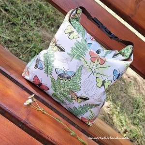 Ebédtáska Rolltop lunch bag botanikus pillangós páfrányos - Meska.hu