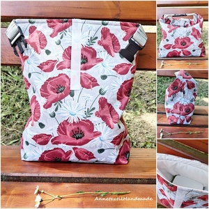 Ebédtáska pipacs virágos Rolltop lunch bag vízhatlan uzsonnás táska  - táska & tok - uzsonna- & ebéd tartó - ebéd tasak, doboz - Meska.hu