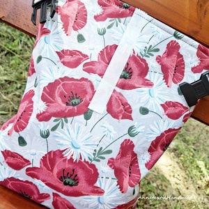 Ebédtáska pipacs virágos Rolltop lunch bag vízhatlan uzsonnás táska  - táska & tok - uzsonna- & ebéd tartó - ebéd tasak, doboz - Meska.hu