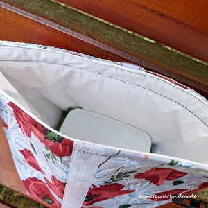 Ebédtáska pipacs virágos Rolltop lunch bag vízhatlan uzsonnás táska  - táska & tok - uzsonna- & ebéd tartó - ebéd tasak, doboz - Meska.hu