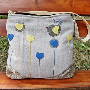 2in1 válltáska crossbody táska tarisznya és csatos pénztárca szettben Valentin madaras szíves  - táska & tok - táska szett - Meska.hu