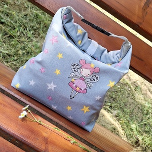 Ebédtáska Rolltop lunch bag tündér csillagokkal mintás, Táska & Tok, Uzsonna- & Ebéd tartó, Ebéd tasak, doboz, Varrás, Patchwork, foltvarrás, MESKA