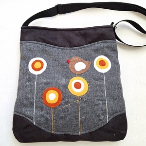 Midi Crossbody táska tarisznya gömbvirágos madaras  - Meska.hu