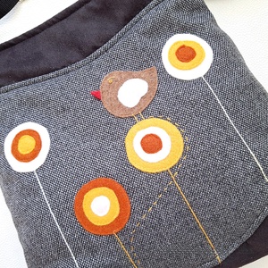 Midi Crossbody táska tarisznya gömbvirágos madaras  - táska & tok - kézitáska & válltáska - vállon átvethető táska - Meska.hu