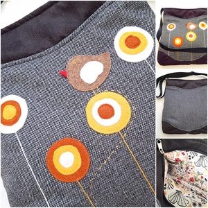 Midi Crossbody táska tarisznya gömbvirágos madaras  - táska & tok - kézitáska & válltáska - vállon átvethető táska - Meska.hu