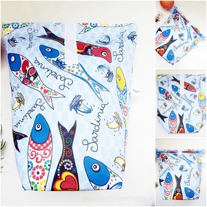Uzsonnás zsák - Tépőzáras rolltop feltekerhető lunch bag uzsonnás zsák - Mosható szabályozható tízórai tartó Szardínia - táska & tok - uzsonna- & ebéd tartó - ebéd tasak, doboz - Meska.hu