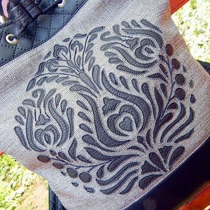Hátizsák válltáska többfunkciós 3in1 táska tulipános életfa szürke fekete - táska & tok - hátizsák - hátizsák - Meska.hu