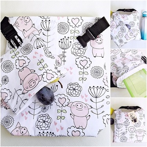 Ebédtáska és uzsonnás kistáska - Csatos rolltop lunch bag - Tépőzáras szabályozható ételhordó vidám malacka - Meska.hu