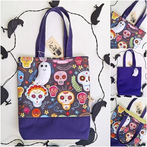 Halloween táska � Dia de los Muertos cukorkagyűjtő kistáska szellemmel gyerekeknek - Sugar Skull - otthon & életmód - dekoráció - halloween - halloweeni cukorkagyűjtők és cukorkatartók - Meska.hu
