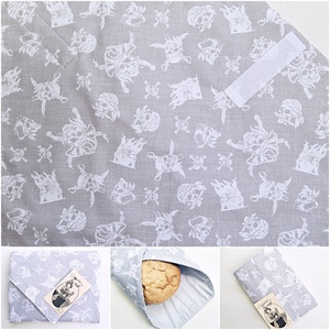 Újraszalvéta - Koponyás Halloween  újraszalvéta - Tépőzáras szendvics csomagoló - Vízhatlan textil újraszalvéta unisex - táska & tok - uzsonna- & ebéd tartó - szendvics csomagoló - Meska.hu