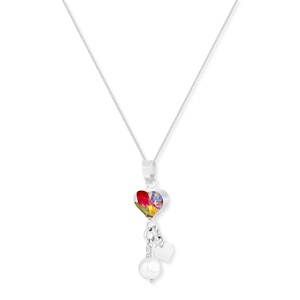Ezüst szív alakú medál, nyaklánc gyönggyel és valódi virágokkal, rozsa, nefelejcs a természet szerelmeseinek, Ékszer, Medálos nyaklánc, Nyaklánc, Ékszerkészítés, MESKA
