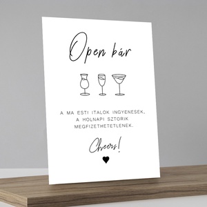 Esküvői open bár tábla - esküvő - dekoráció - tábla & jelzés - Meska.hu