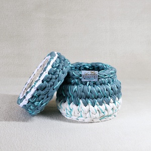 Horgolt fedeles doboz, tároló kosár, Otthon & Életmód, Tárolás & Rendszerezés, Tárolókosár, Decoupage, transzfer és szalvétatechnika, Horgolás, MESKA