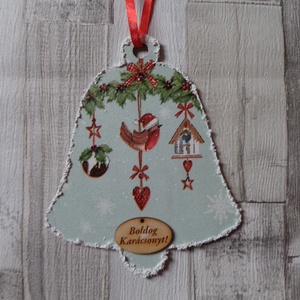  Harang alakú karácsonyi ajtódísz,üdvözlőtábla,függődísz, Karácsony, Adventi díszek, Adventi ajtódísz, Decoupage, transzfer és szalvétatechnika, Festett tárgyak, MESKA