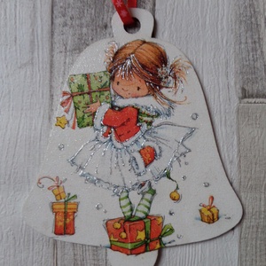  Harang alakú karácsonyi ajtódísz,üdvözlőtábla,függődísz - karácsony - adventi díszek - adventi ajtódísz - Meska.hu