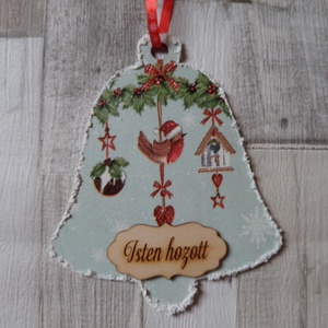  Harang alakú karácsonyi ajtódísz,üdvözlőtábla,függődísz - karácsony - adventi díszek - adventi ajtódísz - Meska.hu