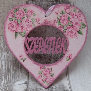 Szív  alakú dísz Szeretlek felirattal különböző mintákkal, Otthon & Életmód, Dekoráció, Fali és függő dekoráció, Betű & Név, Decoupage, transzfer és szalvétatechnika, MESKA
