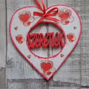 Szív  alakú dísz Szeretlek felirattal különböző mintákkal - otthon & lakás - dekoráció - fali és függő dekoráció - betű & név - Meska.hu